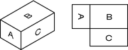 An illustration of a 3D rectangle beside an unfolded 3D net of the same object